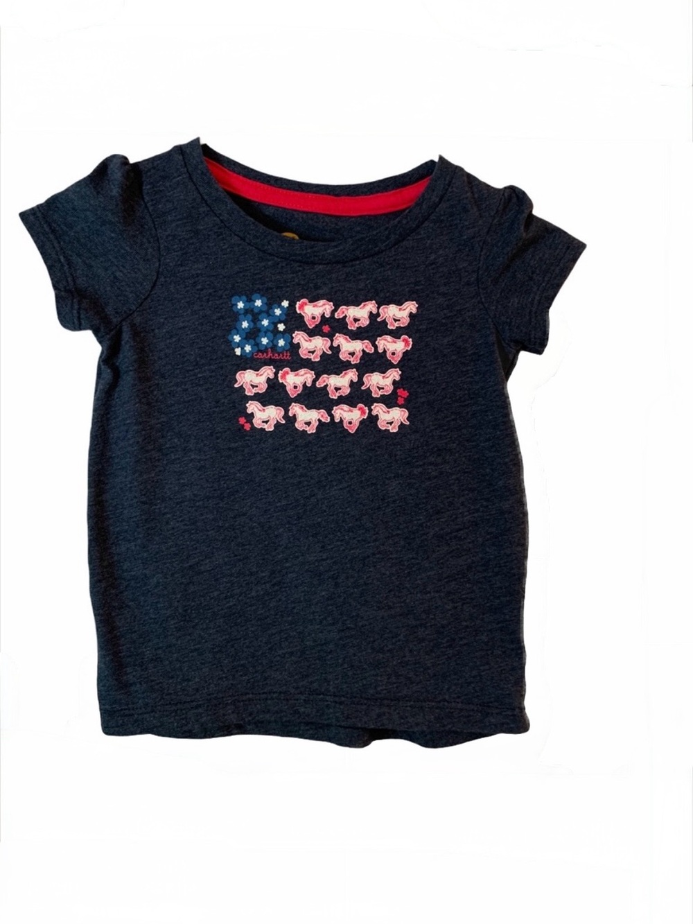 Carhartt 9M patriotic horse short sleeve tee shirt flag USA red white blue